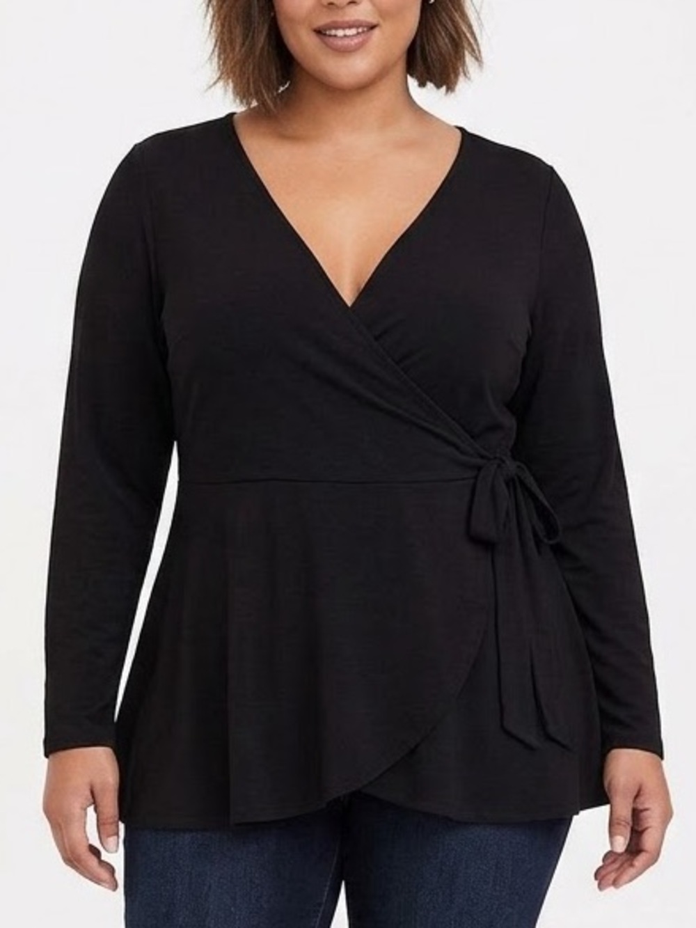 Torrid Black Wrap Top Long Sleeve Size 2 or 2x